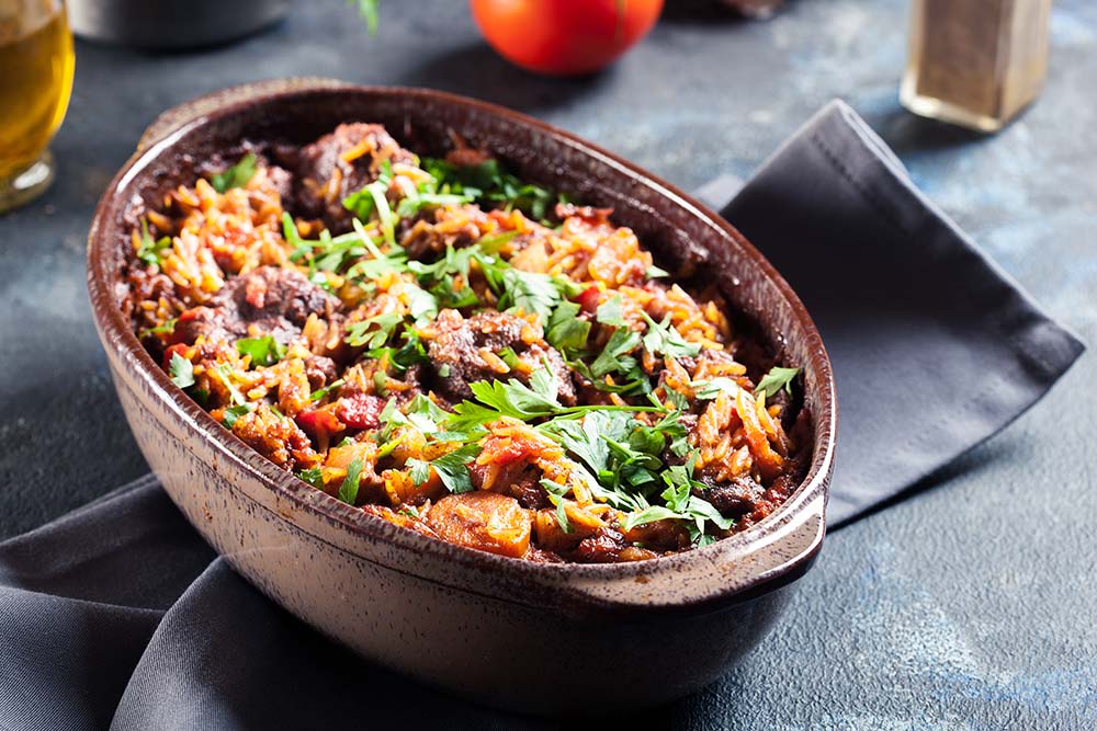 Giouvetsi kritharaki orzo řecké jídlo